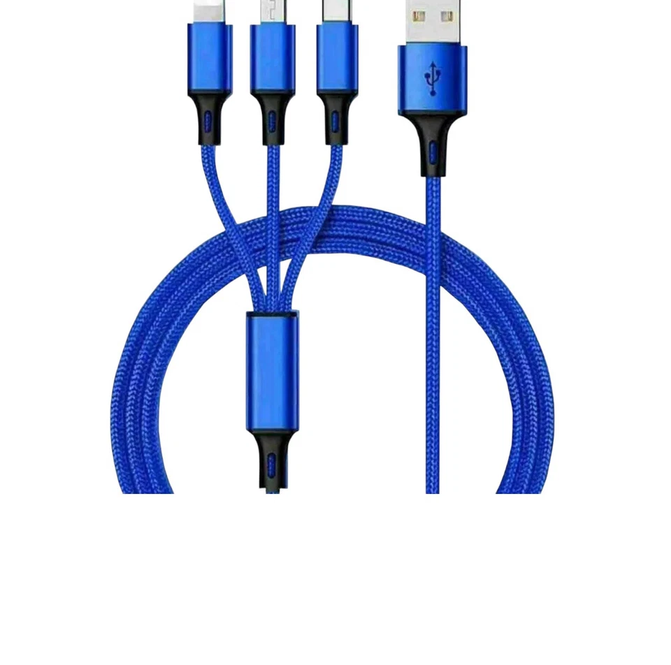 USB Fast Charger Cable For iPhone Android And C All in One Color Red, Black, Gr. - Image 2 of 4