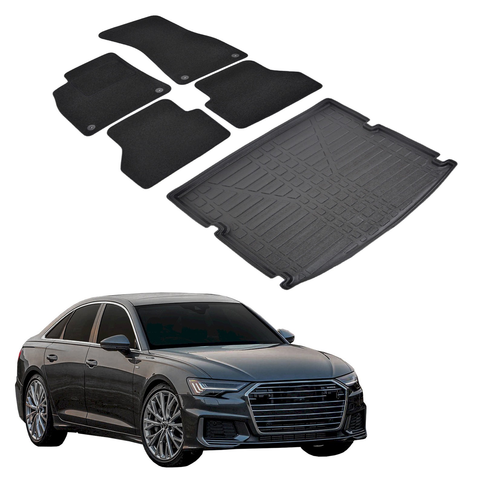 Tapis et tapis de coffre sur mesure pour berline Audi A6 C8 4 portes 2018-2025