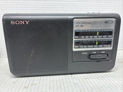 Sony ICF-38 Portable FM/AM 2 Band Radio W/Antenna Works Great