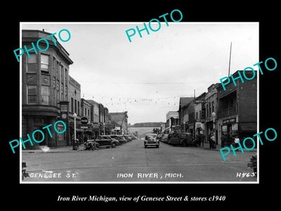 Iron River Michigan View Of Genesee & Stores c1940 Old Large Historic Photo
