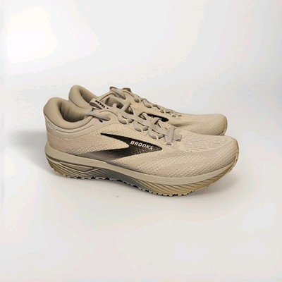 Brooks Revel 7 White Pelican Black Knit Lace Up Sneakers 110435-1D-178 Men s