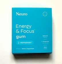 Neuro Gum L-theanine B-12 Nootropics Caffeine 1pk 9pcs Boost Energy & Focus