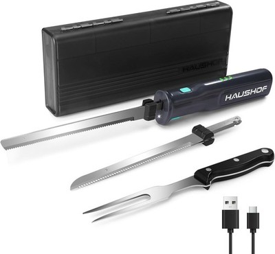HAUSHOF Brotmesser Kabelloses Küchenmesser Elektromesser mit 2000 mAh Akku