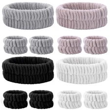 obeoby Spa Headband for Washing Face, 12 Pcs Makeup Headband and Wristband Se...