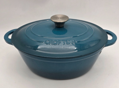 Crofton Professional Cast Iron French Oven Turquoise Enamel -4.6 Qt / 4 Liter