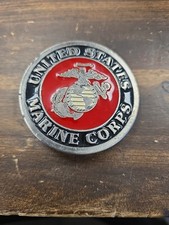 Marine Corps Belt Buckle Gold Red Black Made in USA Militaria USMC Military