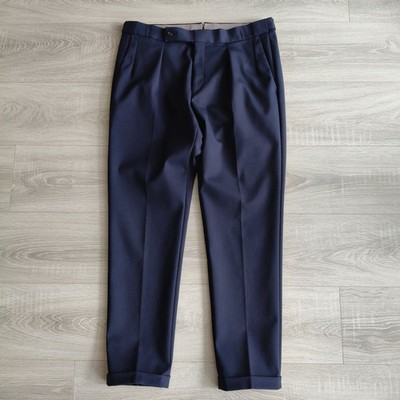 Corneliani Trousers Stretch Cotton Chino Italy Size 50 Man Blue 