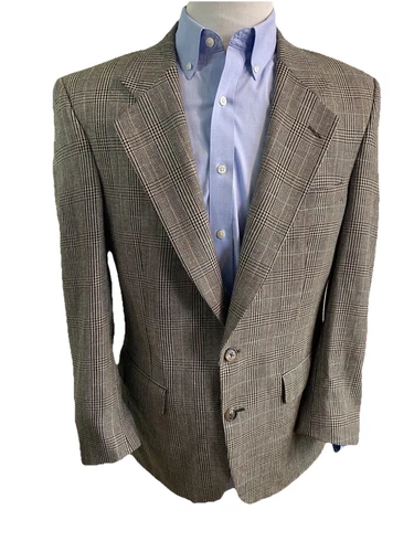 Cappotto sportivo vintage Burberrys' Prorsum Glen a quadri misto lana seta 2 bottoni 40R