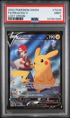 2022 Pokémon Lost Origin TG16 Pikachu V PSA 9 Trainer Gallery Full Art