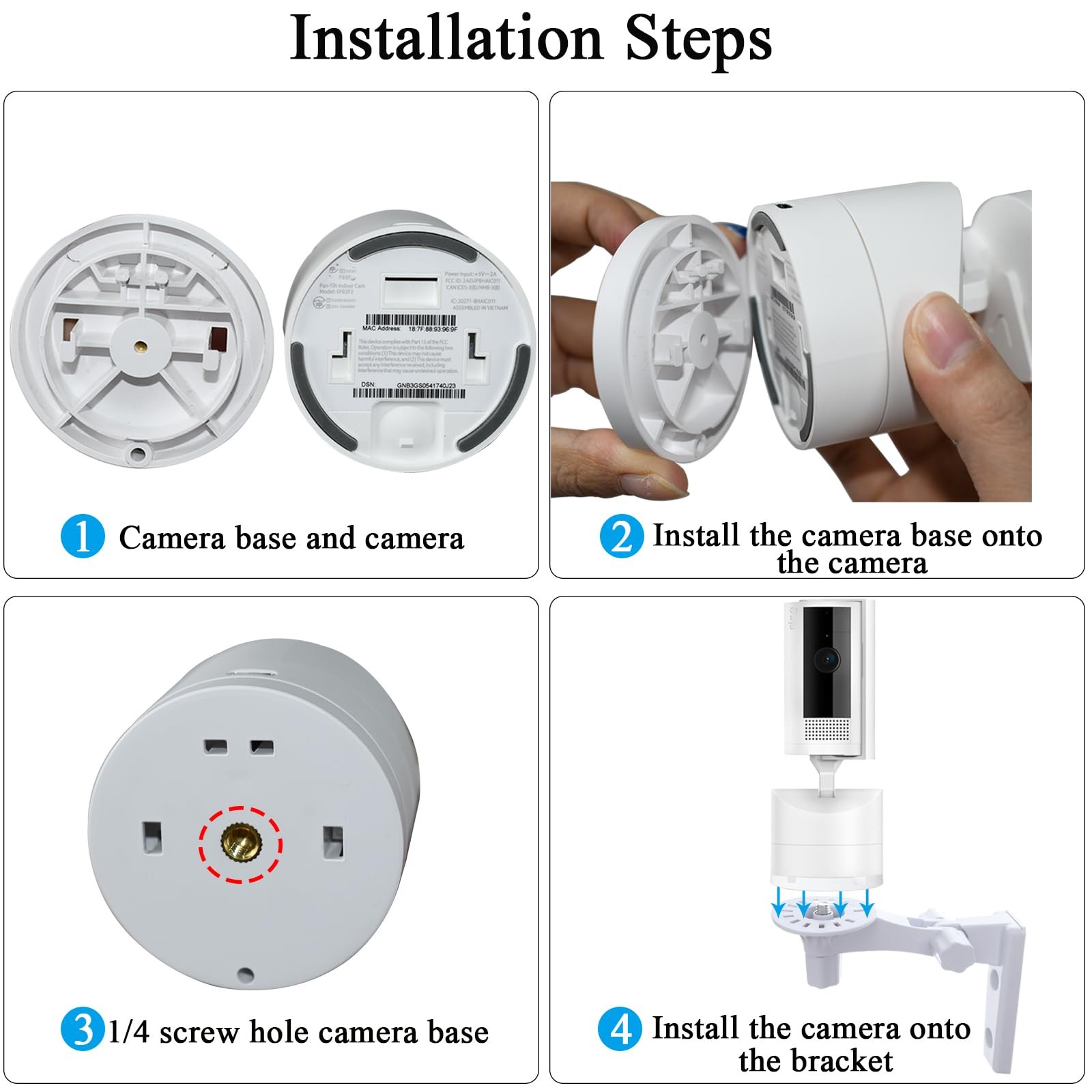 Wall Mount Only Compatible with Ring Pan-Tilt Indoor Cam 2024 Release180°Adju...