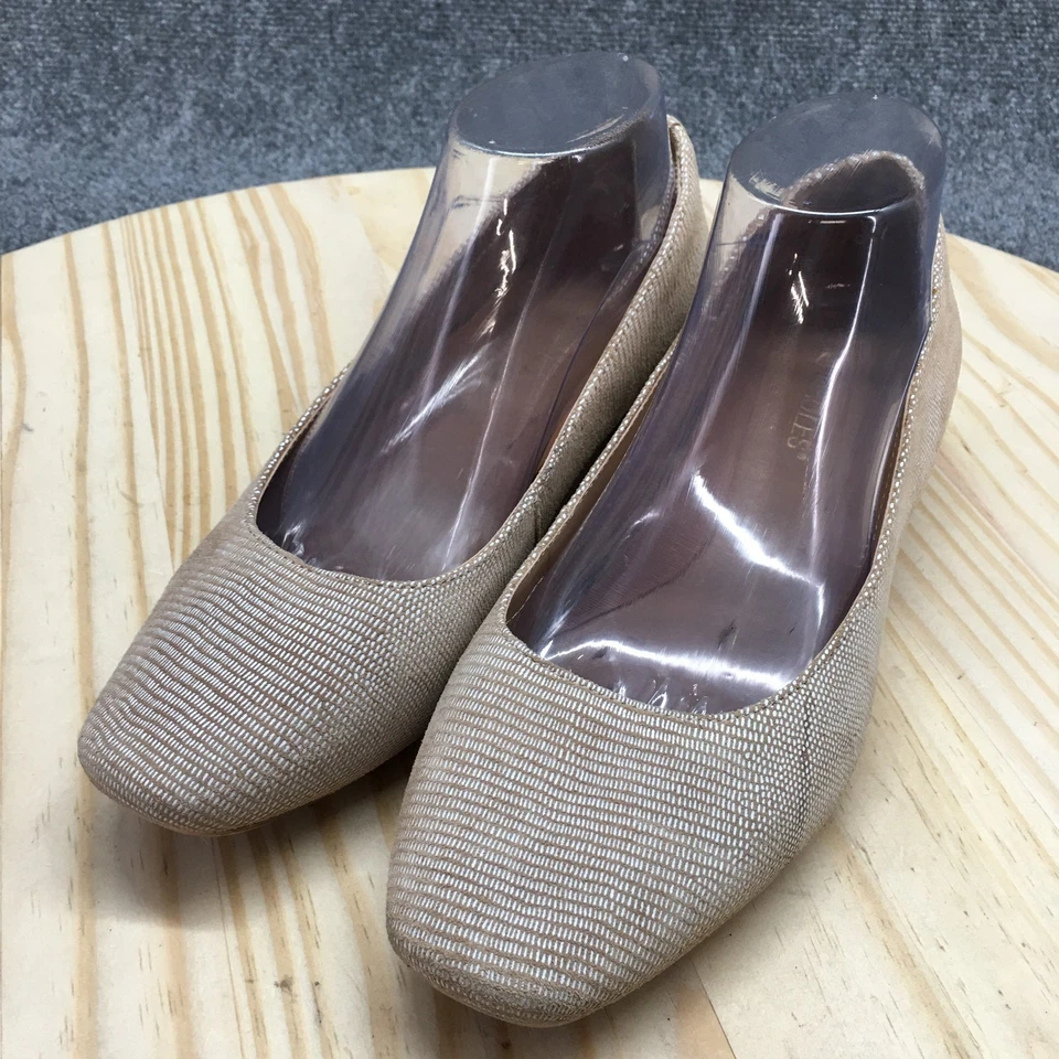 Zapatos de salón sin cordones de cuero beige de 7,5 W para mujer en aerosoles informales Foto 3 de 4