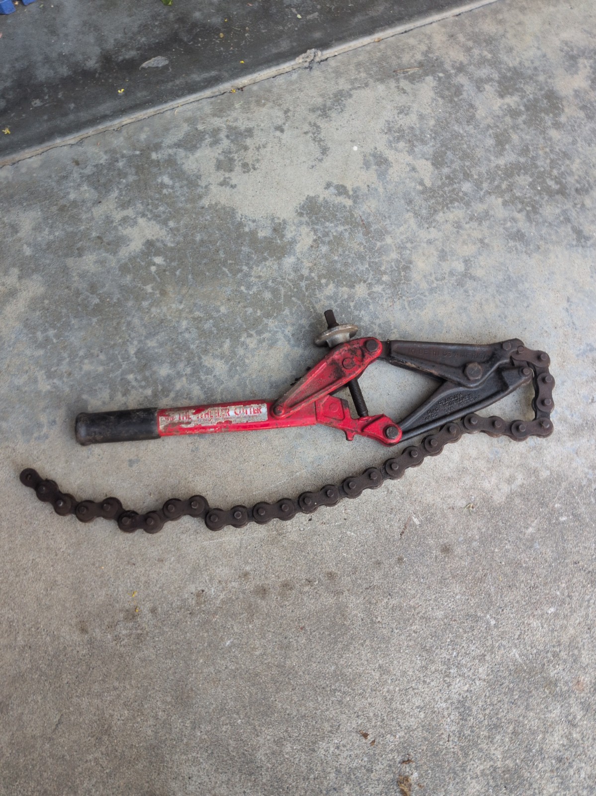 wheeler rex ratchet cast iron clay soil pipe cutter w 35" Chain
