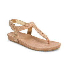 VIONIC Women Palisades Toe Post Ankle Strap Sandal, Gold Cork NEW 