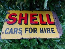Shell Cars For Hire Enamel Sign Double Sided Sign Original