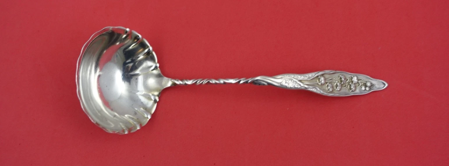 Lily of the Valley by Whiting Sterling Gravy Ladle Fluted w/Twist Handle 8 1/2"