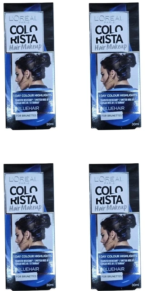 4 X L'Oréal Colorista Hair Makeup Blue 30mL – 1 Day Colour for Brunettes Loreal  - image 2 of 3