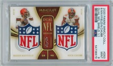 2020 Immaculate Collection Dual NFL Shields Baker Mayfield Nick Chubb 1/1 PSA 9