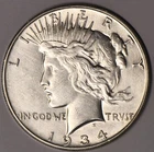 1934-S Peace Dollar; AU-BU Details