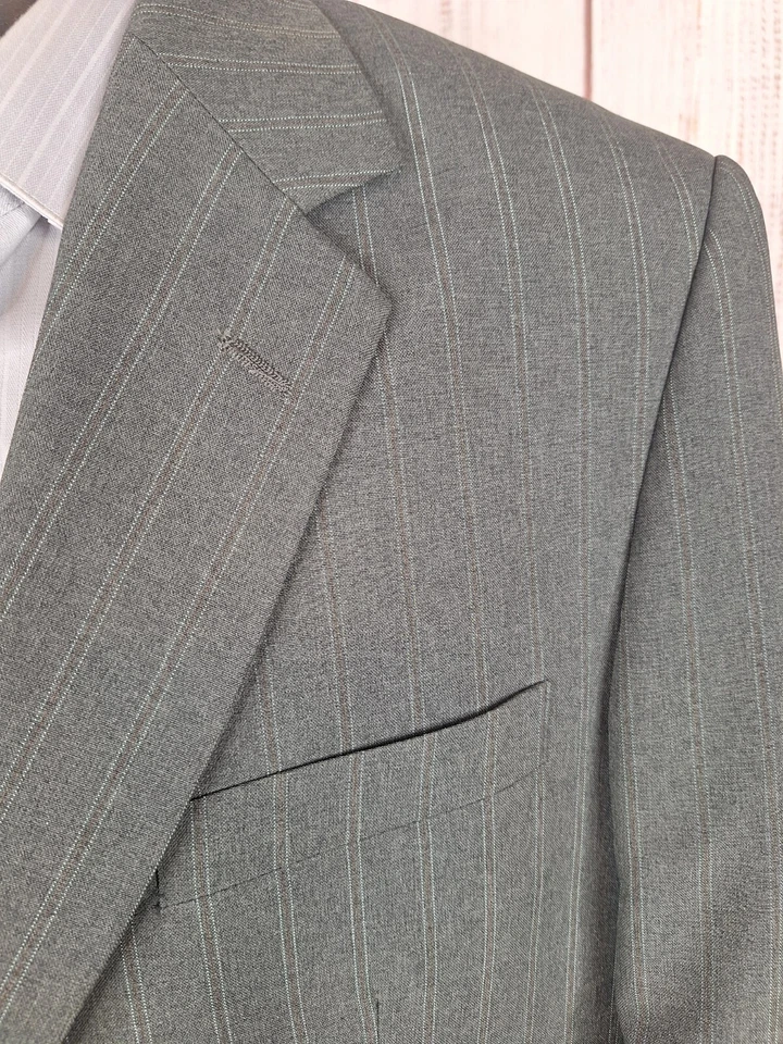Haband 2 Piece Suit Mens 42R 36X29 Charcoal Stripe Single Vented - Image 2 of 4