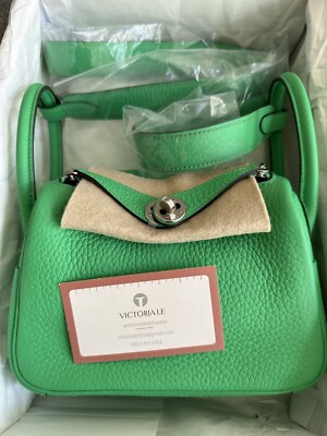 NEW HERMÈS Vert Comics Clemence PHW Mini Lindy 20 Should bag w