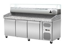 Gastro Pizzak&uuml;hltisch mit K&uuml;hlaufsatzvitrine Saladette K&uuml;hltisch 580 Liter NEU