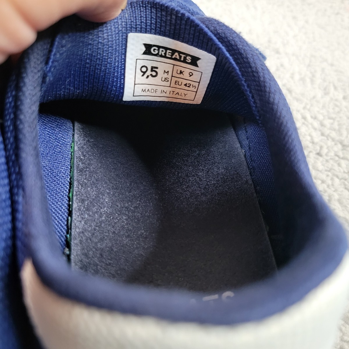 GREATS Brooklyn Sneakers Mens Size 9.5 NAVY Blue Royale Knit