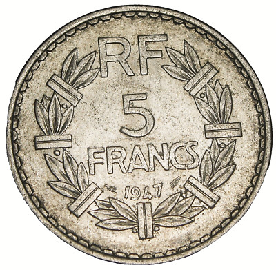 France 5 Francs, 1947~Open 9 Variety~Free Shipping #A173
