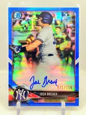 2018 Bowman Chrome 1st Josh Breaux Blue Refractor Auto 31/150 Yankees ROOKIE RC