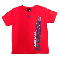 St. Louis Cardinals Youth T-Shirt With a Vertical Logo Print Slight Fading 