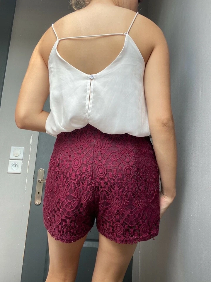 Combi-short Mim blanc et bordeaux - Photo 2/2
