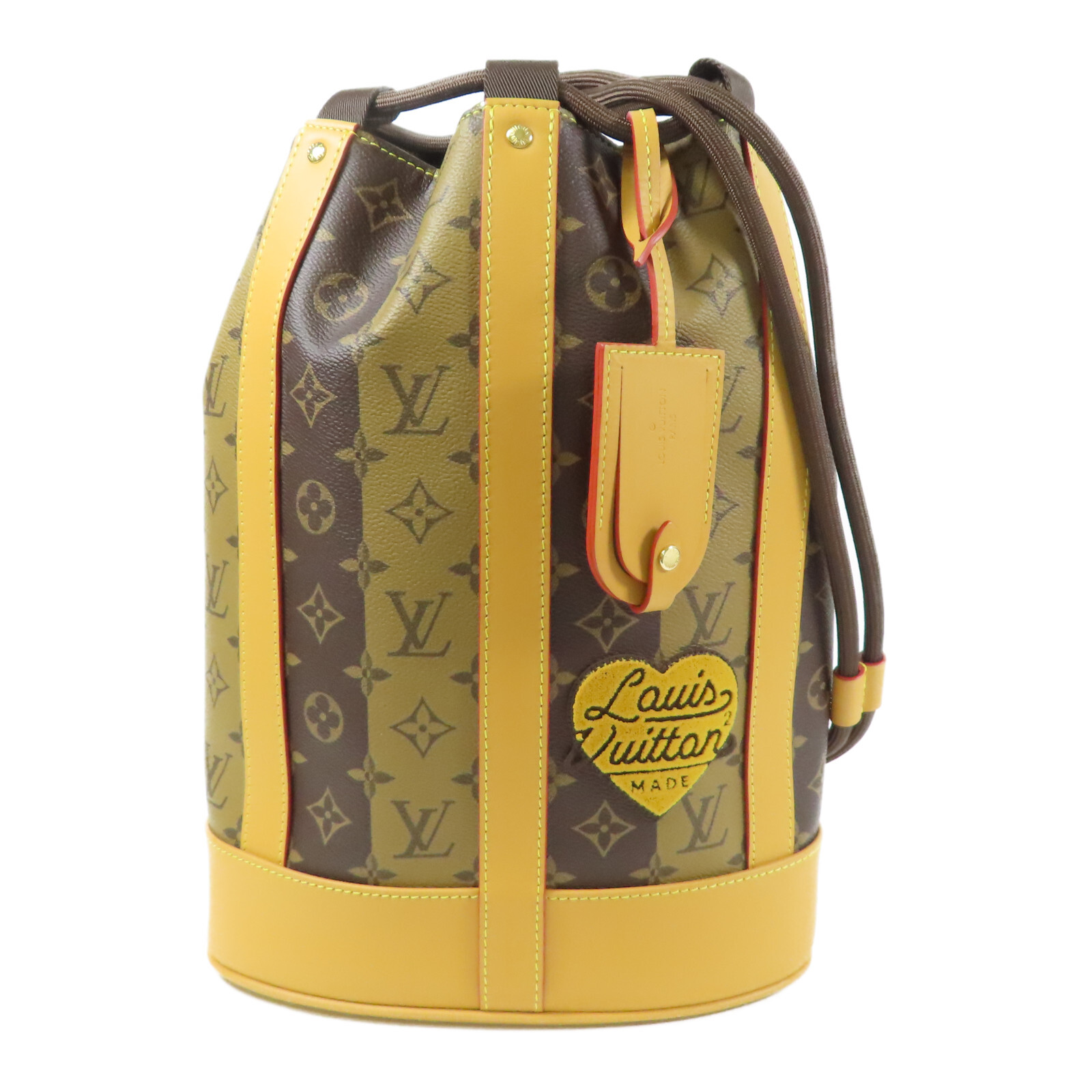LOUIS VUITTON Nigo Monogram Stripe Brown Rucksack with Gold Hardware