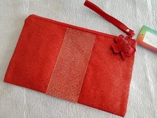 Pochette Colorata Rossa con Glitter Luccicante Porta Trucchi Nuova Beauty Case