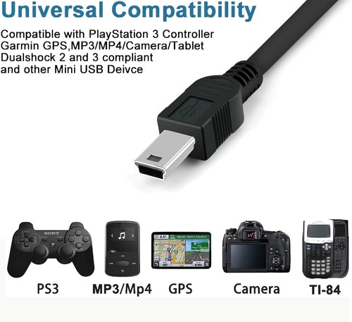 USB Type-A Male to Mini USB Male Extra Long Plug Cable V3 Cord For MP3 MP4 MP5 - 第 3/5 張圖片