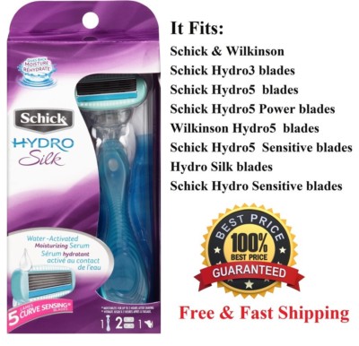 Schick Hydro Silk Razor 5 Blades Cartridge Shaver Handle fit Hydro5, Hydro3 USA