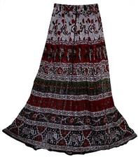 3X To 6X Plus Size Indian Ethnic Lurex Floral Skirt For Women Boho Hippie P79