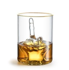 Middle Finger Funny Whiskey Glass – Non-BPA Glass with Luxurious Gold Rim.