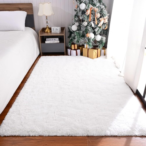 Maxsoft M Fluffy Shag Bedroom Rug, 4x6 Feet White Area Rugs Feet, eBay