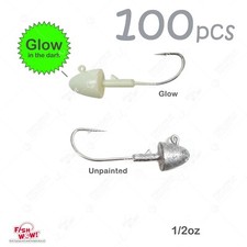 100pcs 0.5oz 1/2oz Fishing Scampi Bullet Jig Head for Grub Swim Bait Jighead 2C