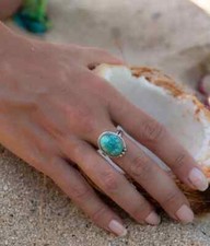 Natural Turquoise Ring, Sterling Silver Ring For Women, December Birthstone Gift
