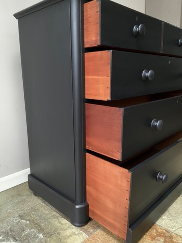 Restored Large Antique Victorian Mahogany Painted Black Chest Of Drawers Storage - Picture 9 of 10