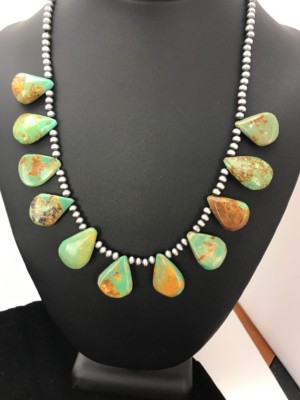 Native American Navajo Pearls St Silver Royston Turquoise Necklace 10072