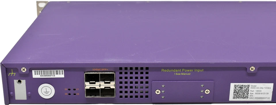 Extreme Summit X440-G2-24p-10GE4 24-Port PoE+ GE Switch 4+4 SFP/SFP+ Rack Ears - Image 4 of 4