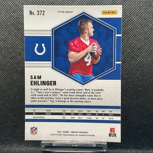 2021 Panini Mosaic NFL Sam Ehlinger #372 Green Mosaic Rookie - Picture 2 of 2