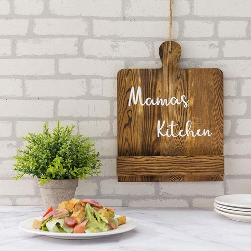 Rustic Burnt Wood Kitchen Countertop Cookbook Holder Stand with