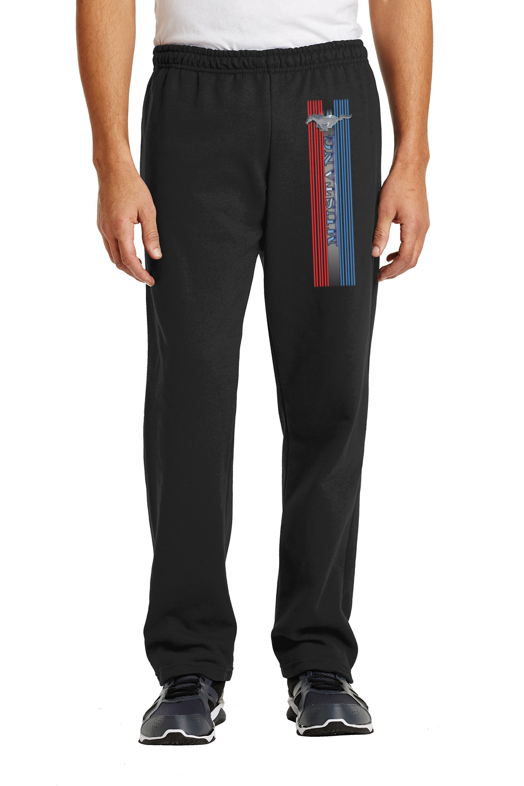 Acquista fantastiche camicie pantaloni Ford Mustang logo pony tri barra stampa fianchi pantaloni