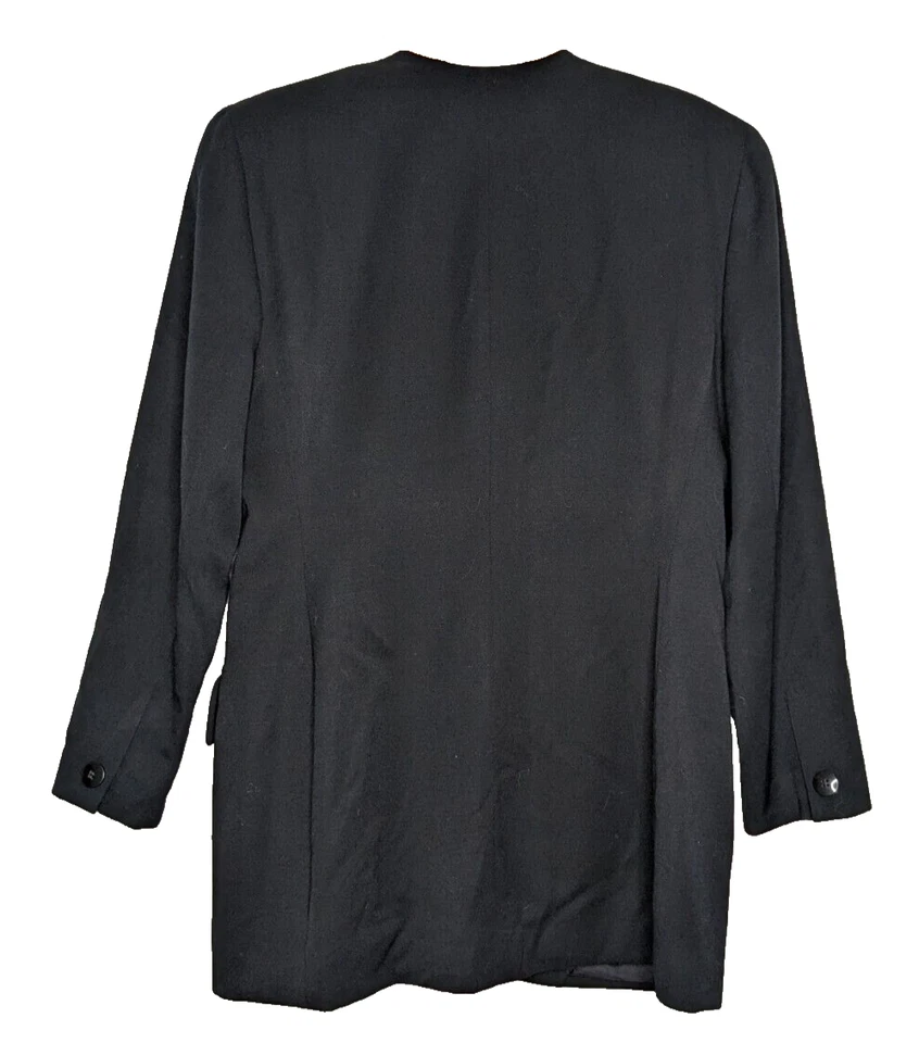 Traje Blazer Chaqueta Falda Vintage Christian Dior Para Mujer Negro Talla 14 100% Lana Foto 3 de 4