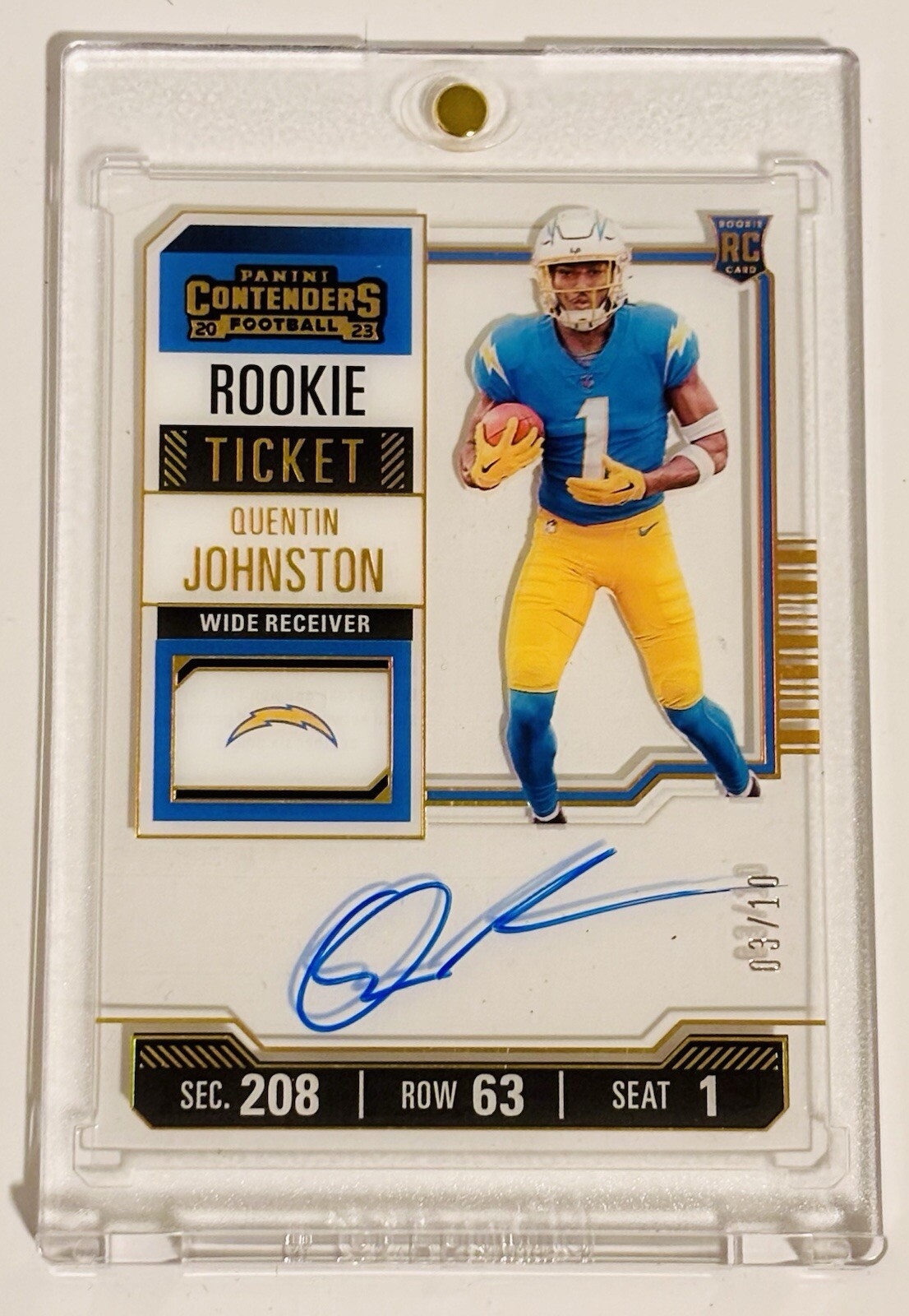 2023 Contenders Quentin Johnston Rookie Clear Ticket Auto /10! Card #128