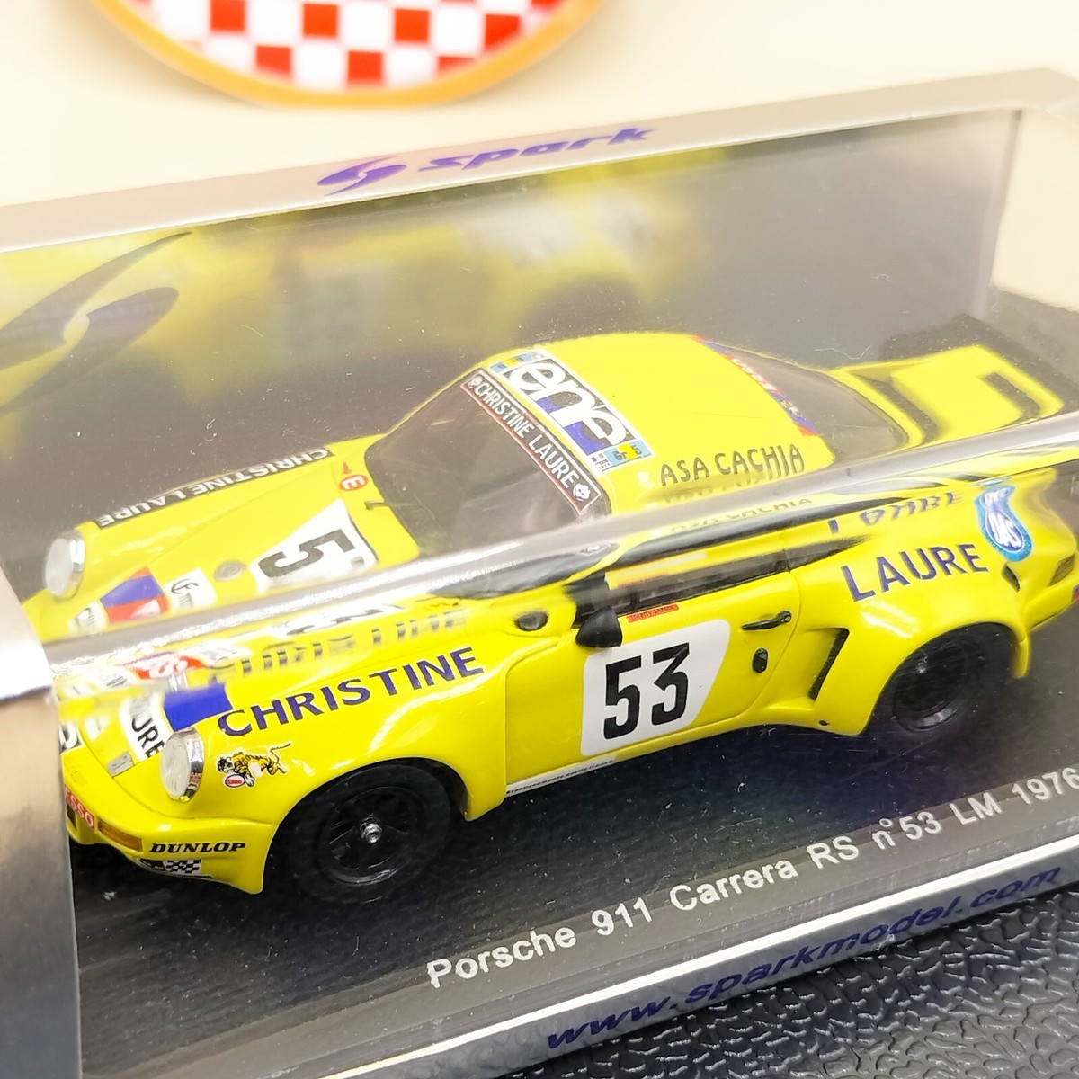 SPARK 1/43 Porsche 911 Carrera RS #53 LM LeMans 1976 yellow LAURE