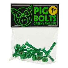 Pig Skateboard Mounting Hardware Phillips Green 1"