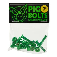 Pig Skateboard Mounting Hardware Phillips Green 1"